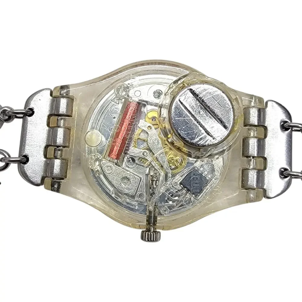 Swatch 2009 Lady Charm Bracelet Watch Swiss Quartz Multicolor Stone Dainty